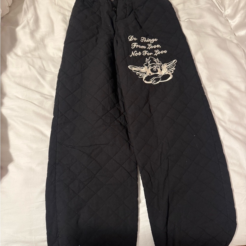Boys Lie Black Quilted Track Pants